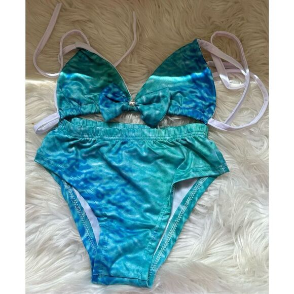 Mermaid 2 piece bikini set girls size 5 - Picture 3 of 5